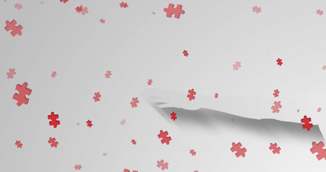 Floating Red Puzzles Symbolizing Brain Activity and Challenge