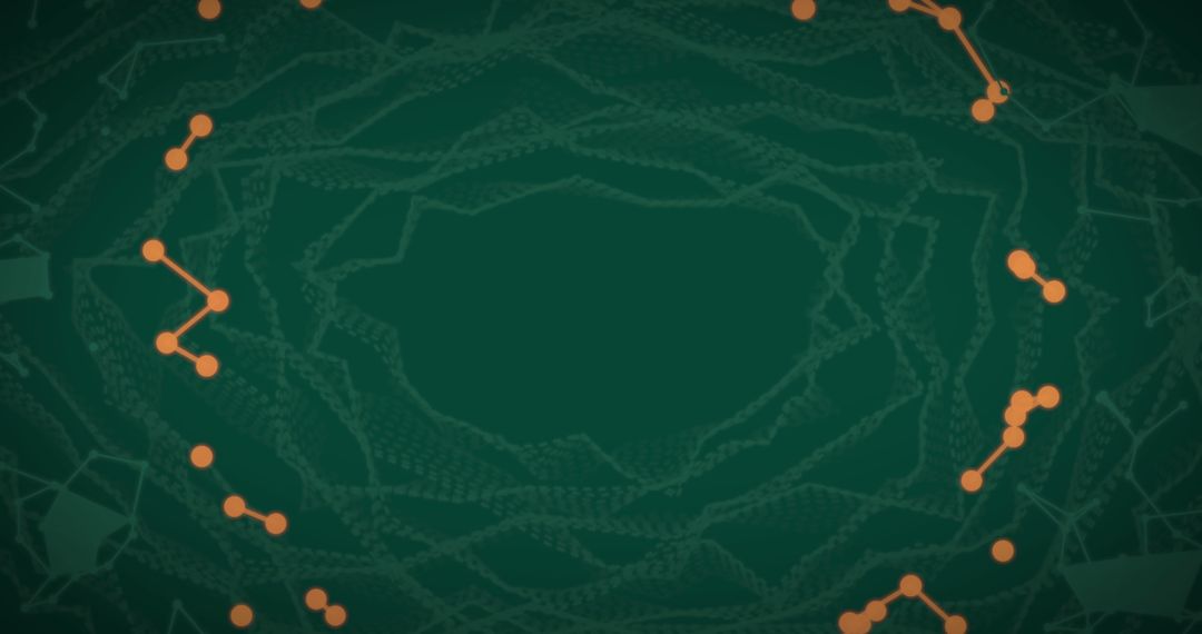 Abstract Digital Network with Orange Nodes on Green Background