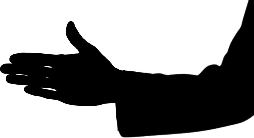 Silhouette of Hand Reaching Out on Transparent Background