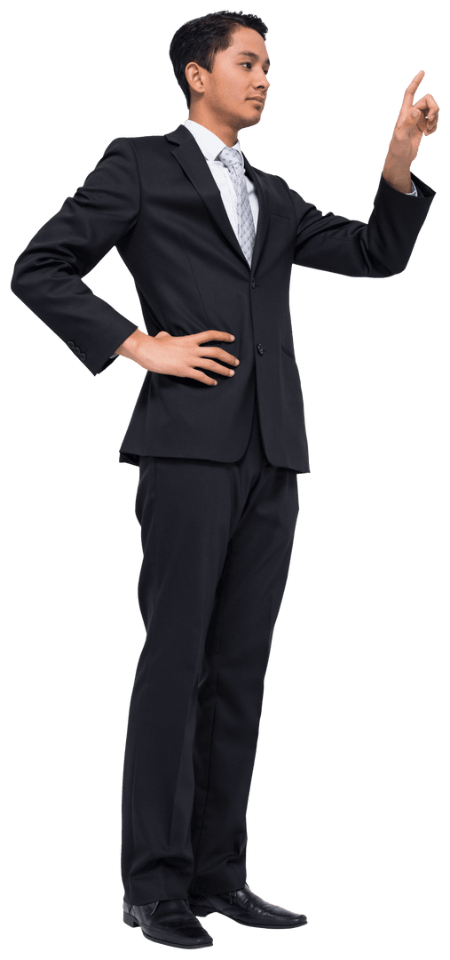 Transparent Background Asian Businessman Pointing Forward