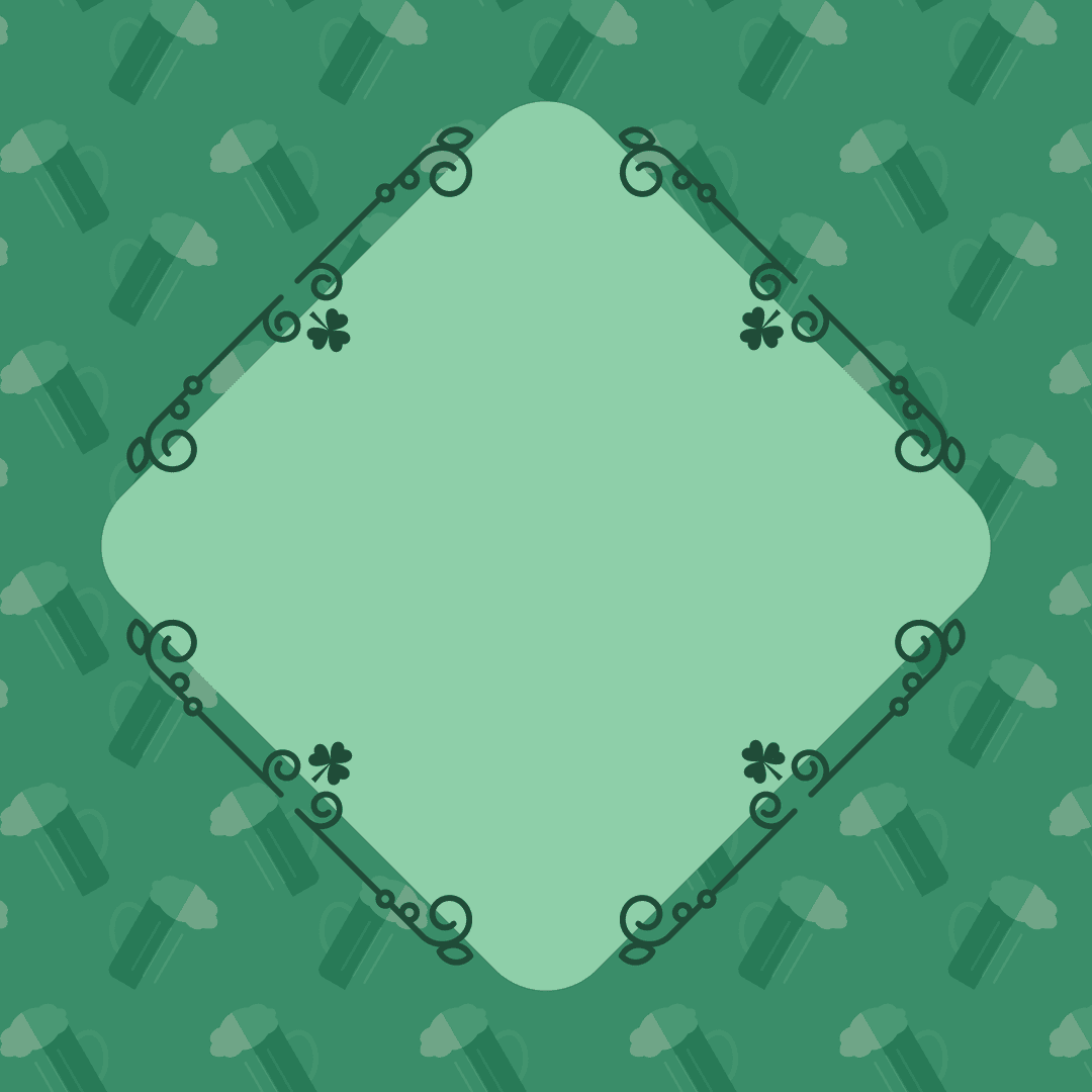 Transparent Frame with Green Beer Glass Pattern Design