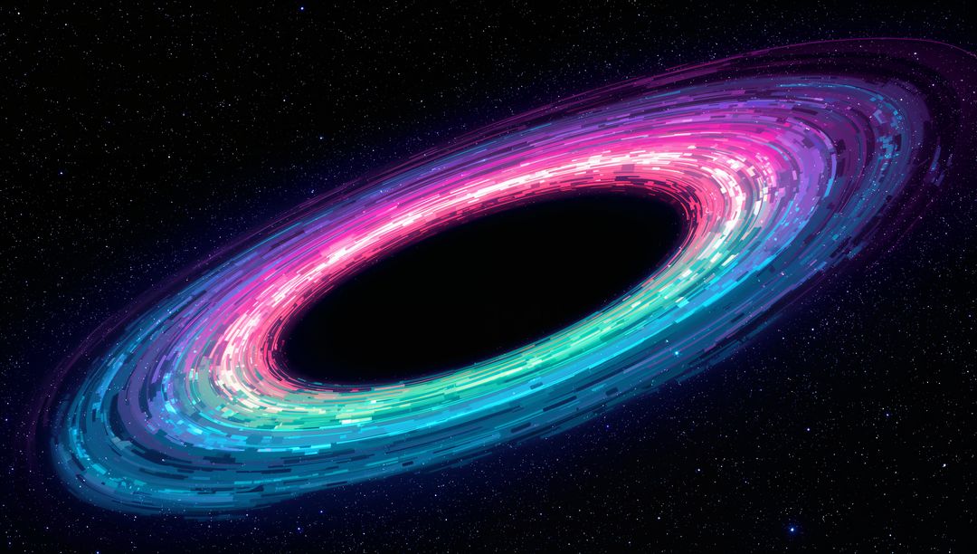 Digital Galaxy: Luminous Pixel Ring in Cosmic Darkness
