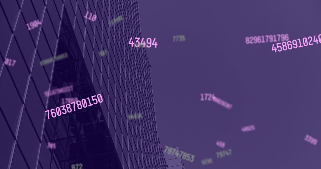 Digital Numbers Rain Over Modern Cityscape