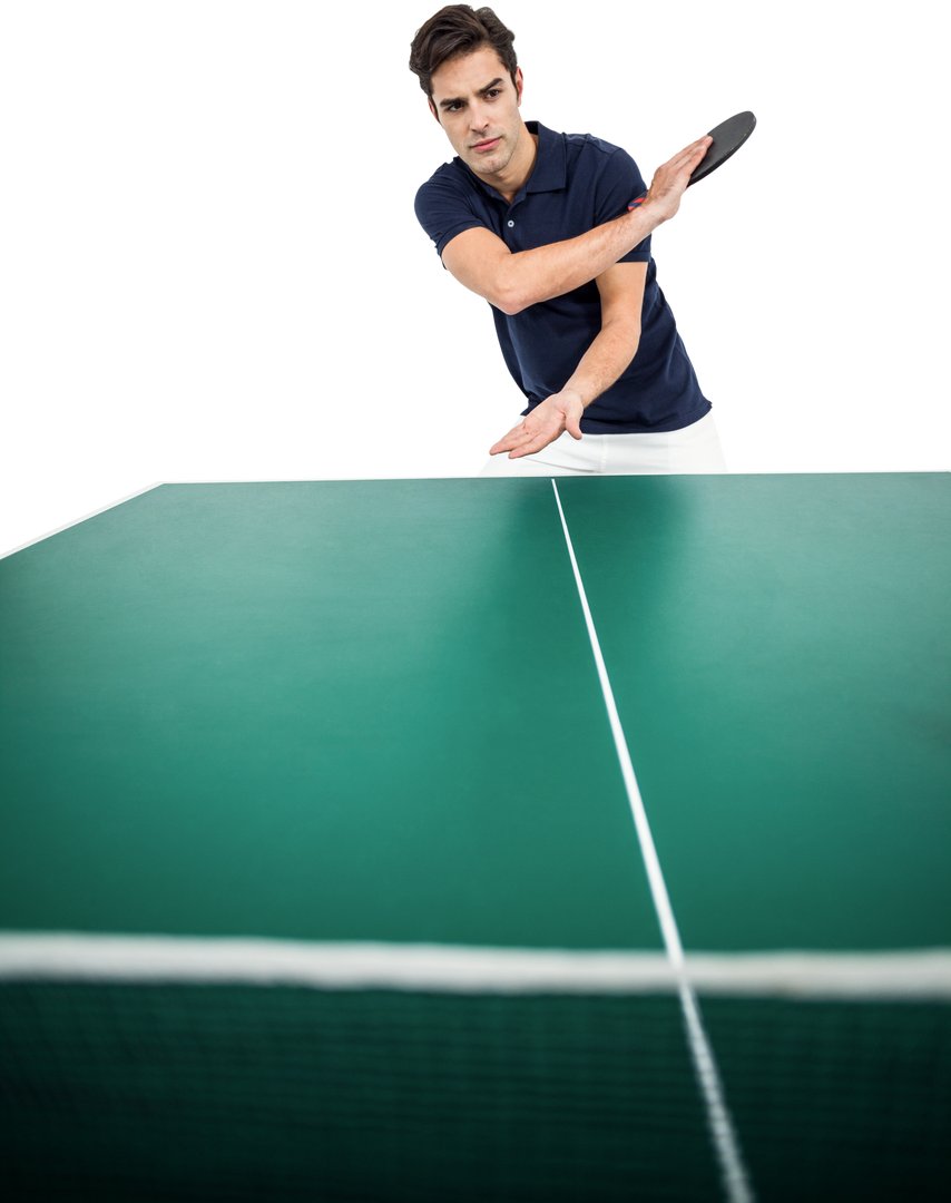 Confident Male Athlete Playing Competitive Table Tennis on Transparent Background - Download Free Stock Images Pikwizard.com