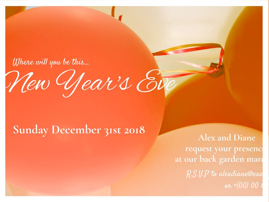 Festive New Year's Eve Party Invitation with Vibrant Balloons