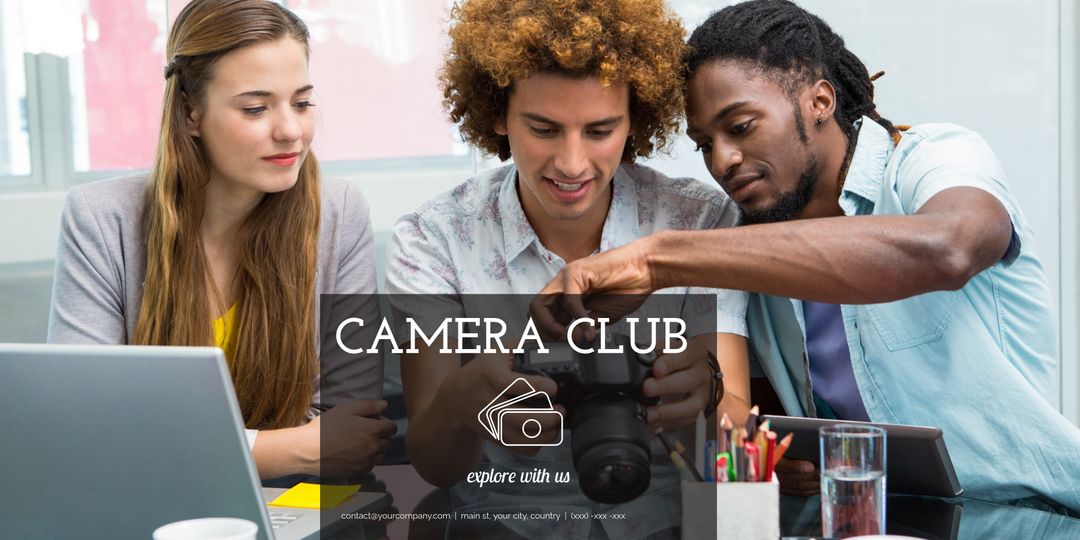Diverse Photography Club Team Collaborating on Camera Techniques