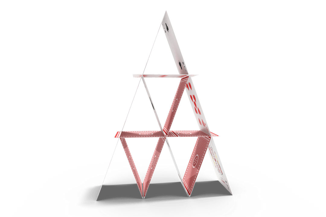 Transparent Card Tower on White Background