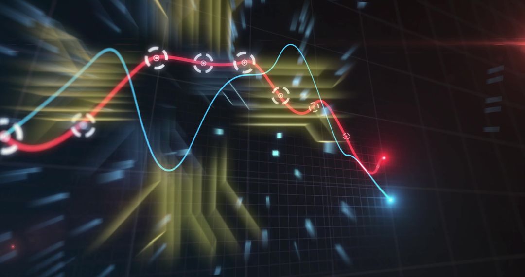Futuristic Digital Data Visualization with Circuit Overlays