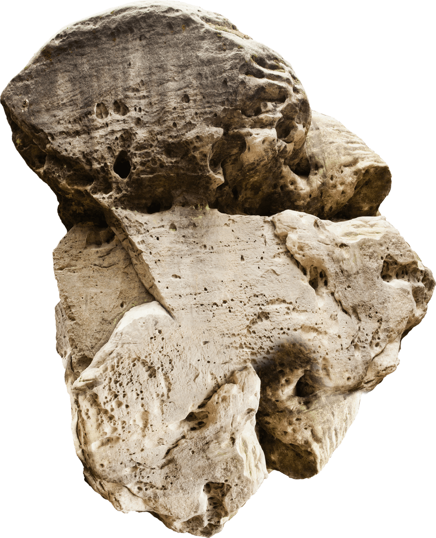 Large Rough Rock with Natural Texture on Transparent Background