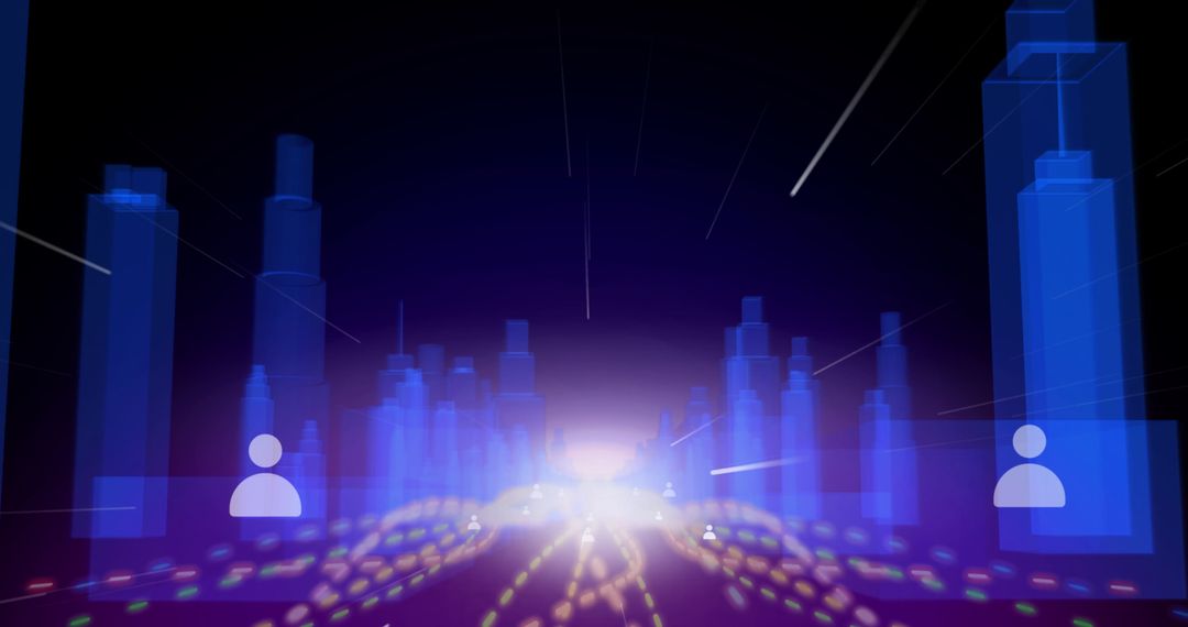Futuristic Metaverse City with Digital Light Displays