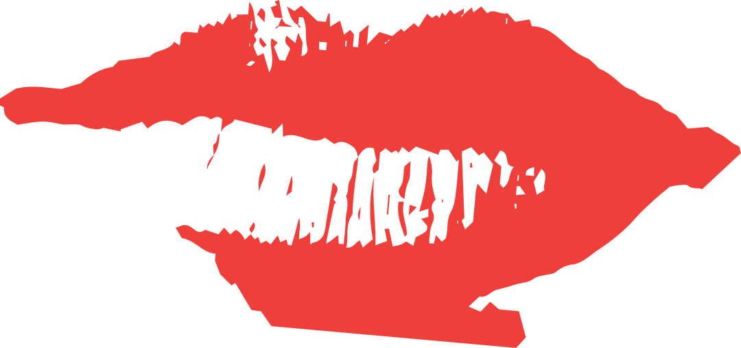 Abstract Red Lips with Tooth Shapes Design on Transparent Background