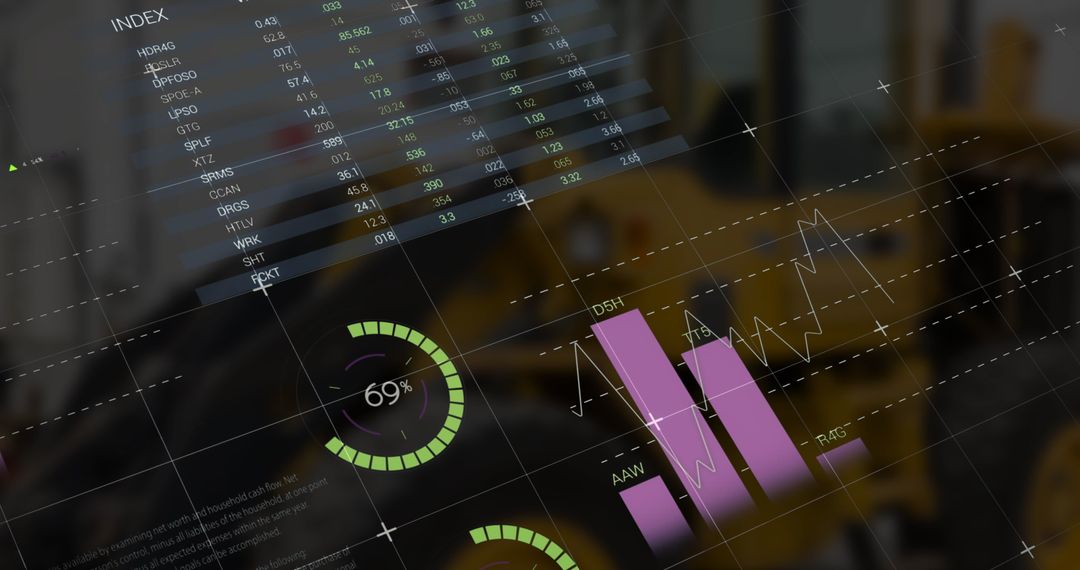 Futuristic Data Interface Over Construction Background