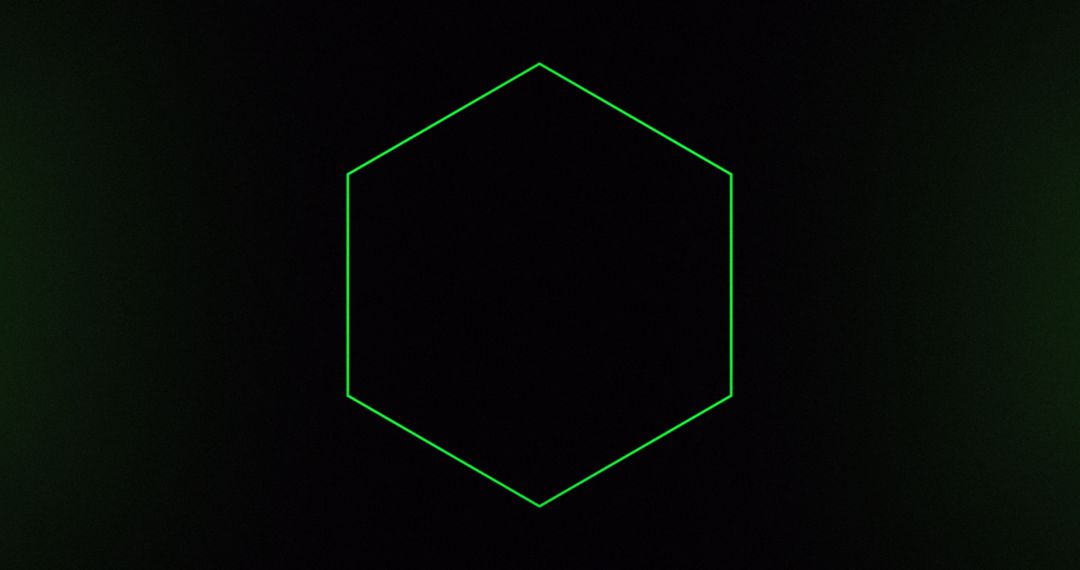 Green Neon Hexagon on Dark Background