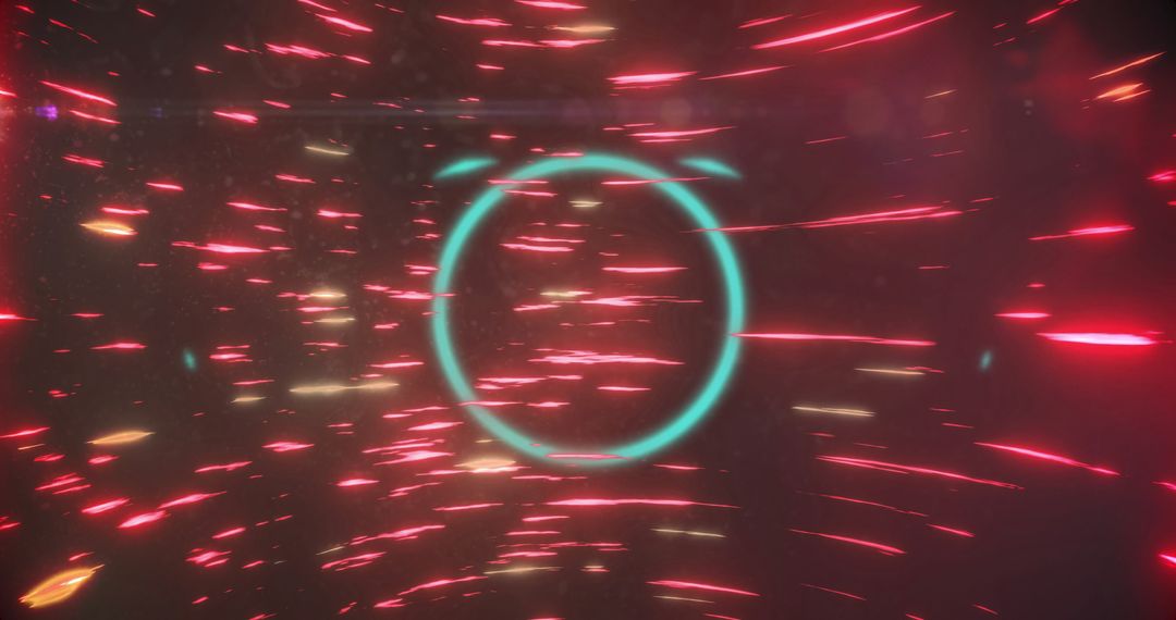 Futuristic Light Trails with Glowing Circular Patterns