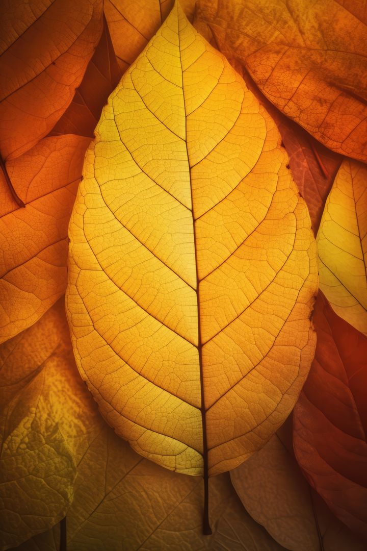 Golden Autumn Leaf Showing Intricate Veins - Free Images, Stock Photos and Pictures on Pikwizard.com