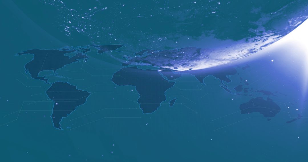 Earth from Space with Illuminated Continents Highlights