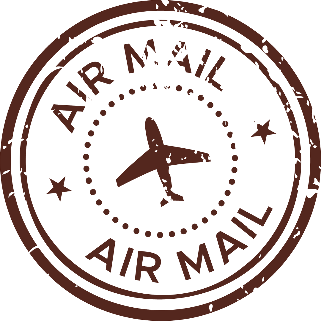 Vintage Transparent Red Airmail Stamp with Plane and Stars