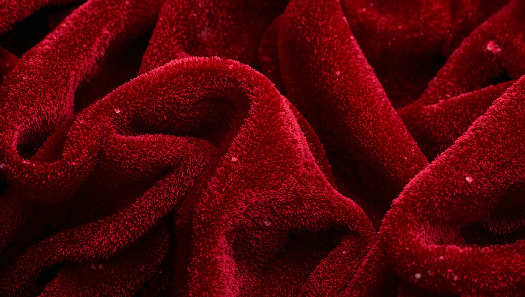 Deep Red Plush Blanket Displaying Dense Pile and Luxurious Soft Folds