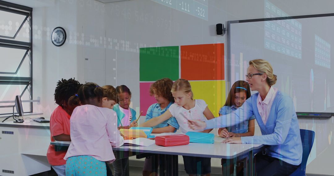 Teacher Guiding Diverse Students in Creative Classroom Activity