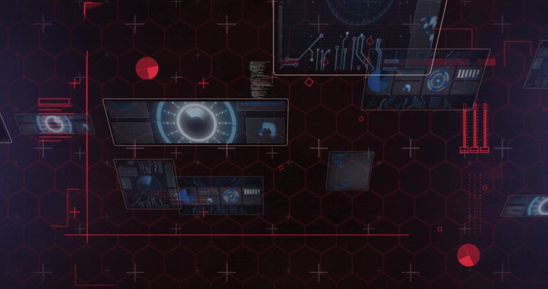 Futuristic Holographic Technology Interface on Hexagonal Grid