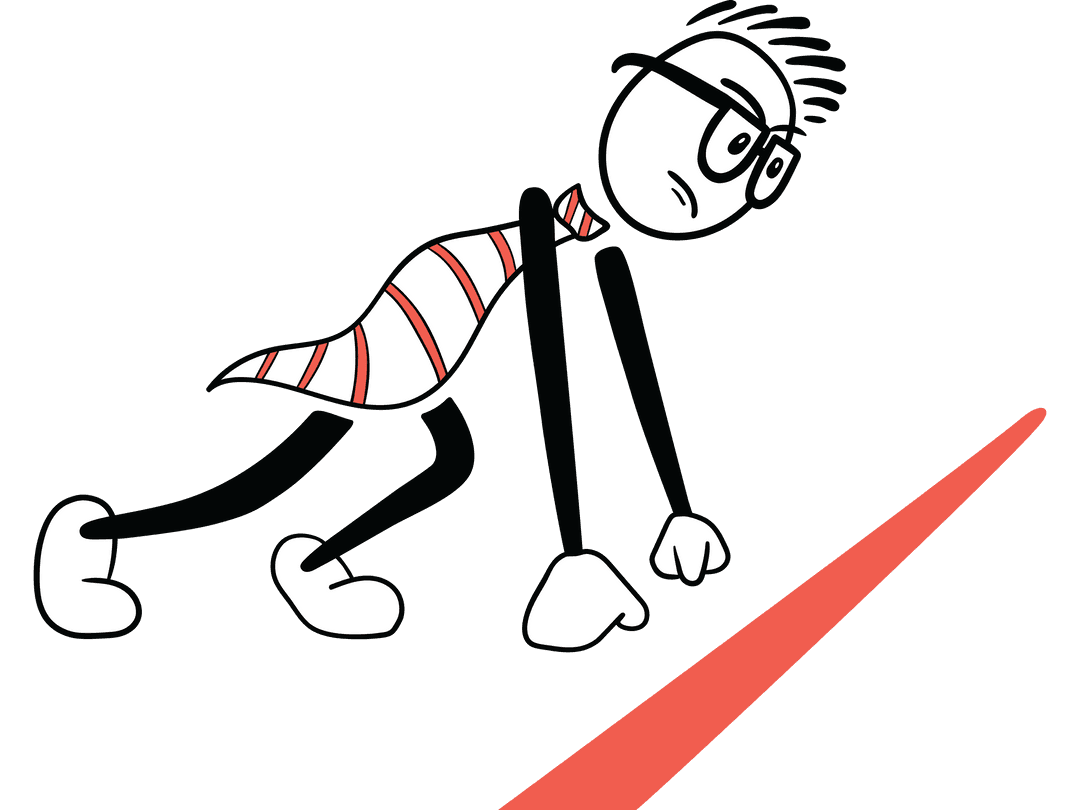 Cartoon Runner Ready to Start on Transparent Background