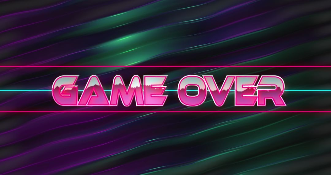 Neon Pink Game Over Text on Futuristic Arcade Background