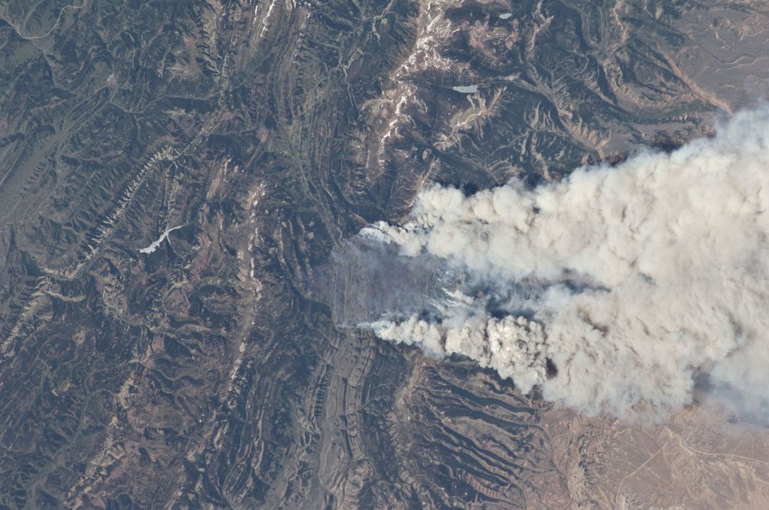 Aerial View of Fontenelle Fire in Wyoming Captured from Space Station - Free Images, Stock Photos and Pictures on Pikwizard.com