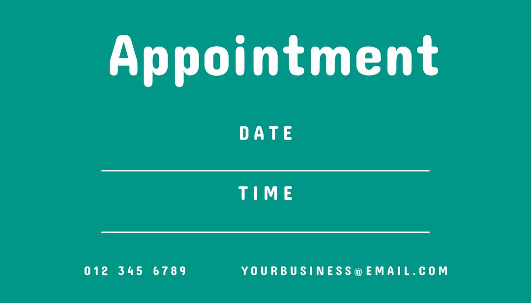 Modern Minimalist Appointment Card Template with Contact Details - Download Free Stock Templates Pikwizard.com