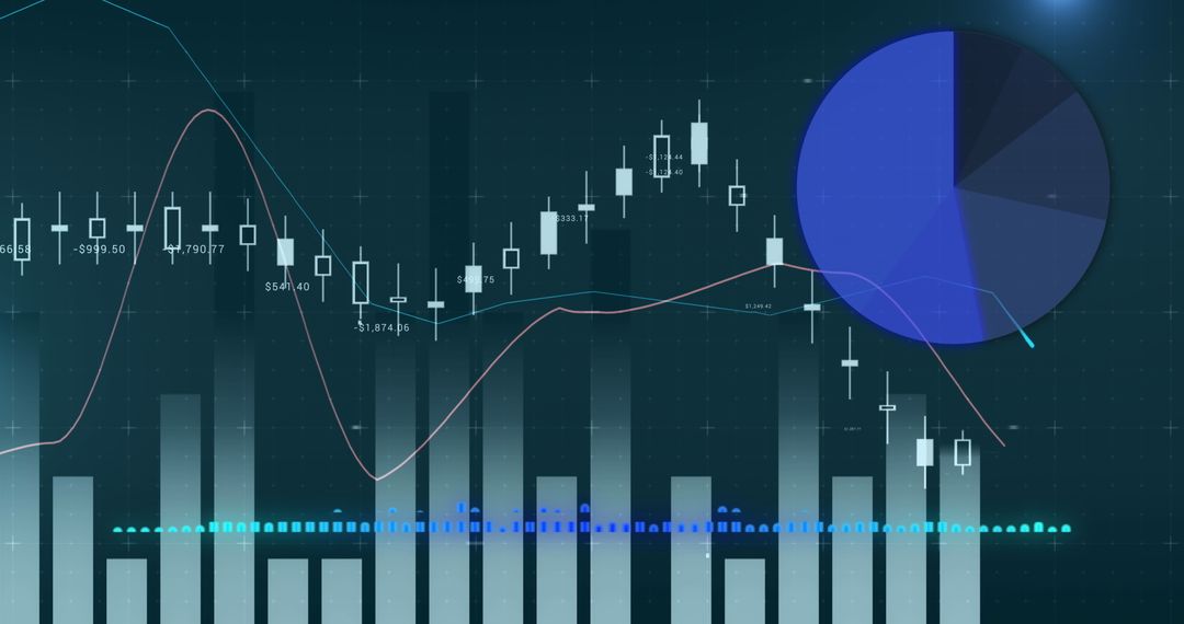 Financial Analytics with Chart and Graph Overlay on Digital Background