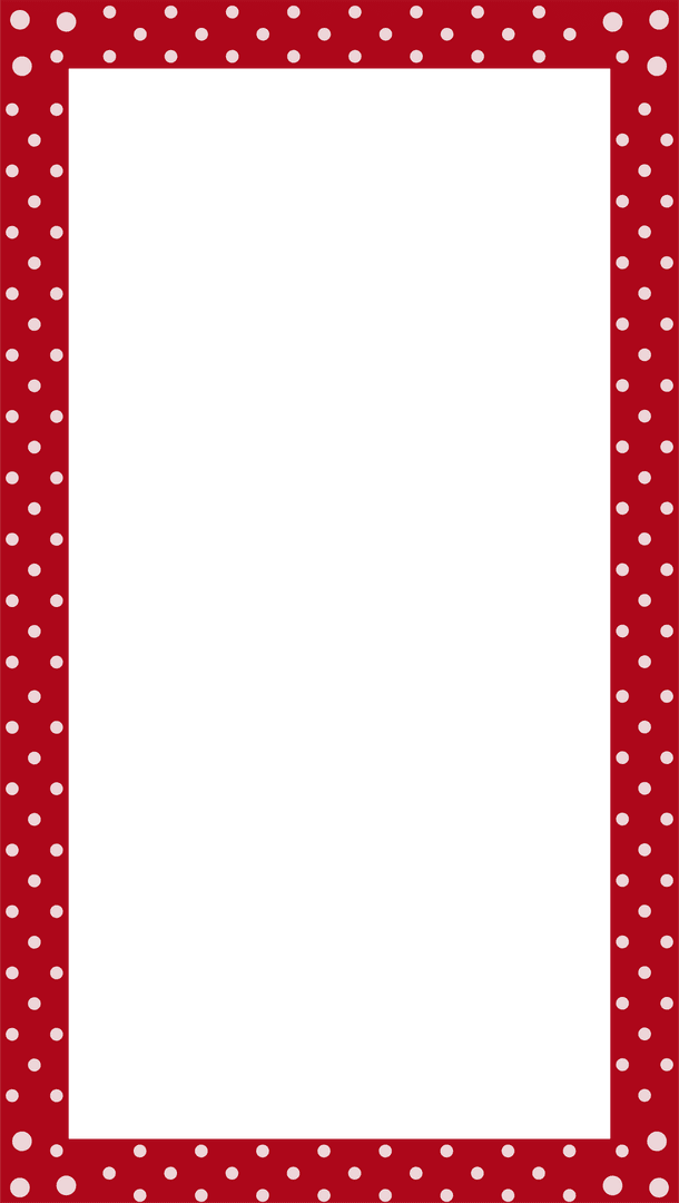 Polka dot frame with red border and transparent background in flat design
