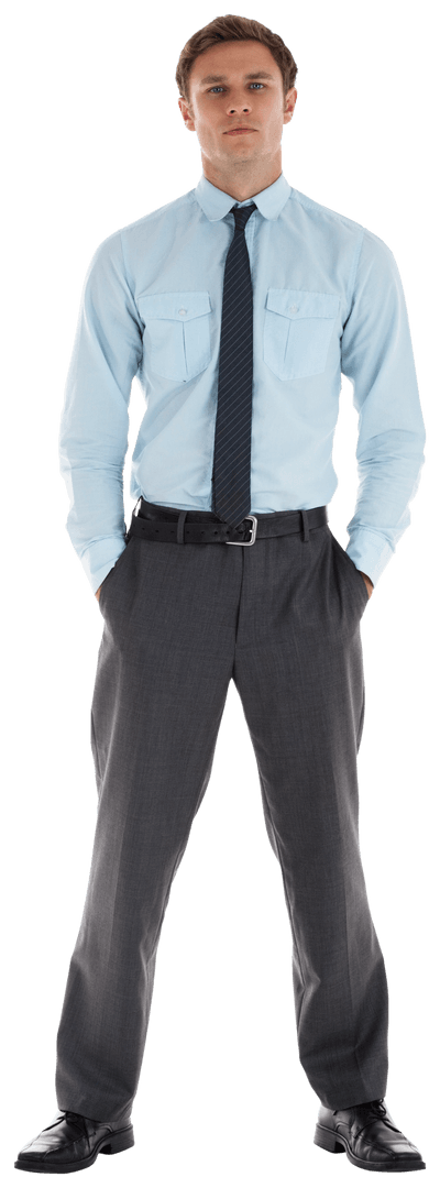 Serious Businessman with Confident Posture in Transparent Background