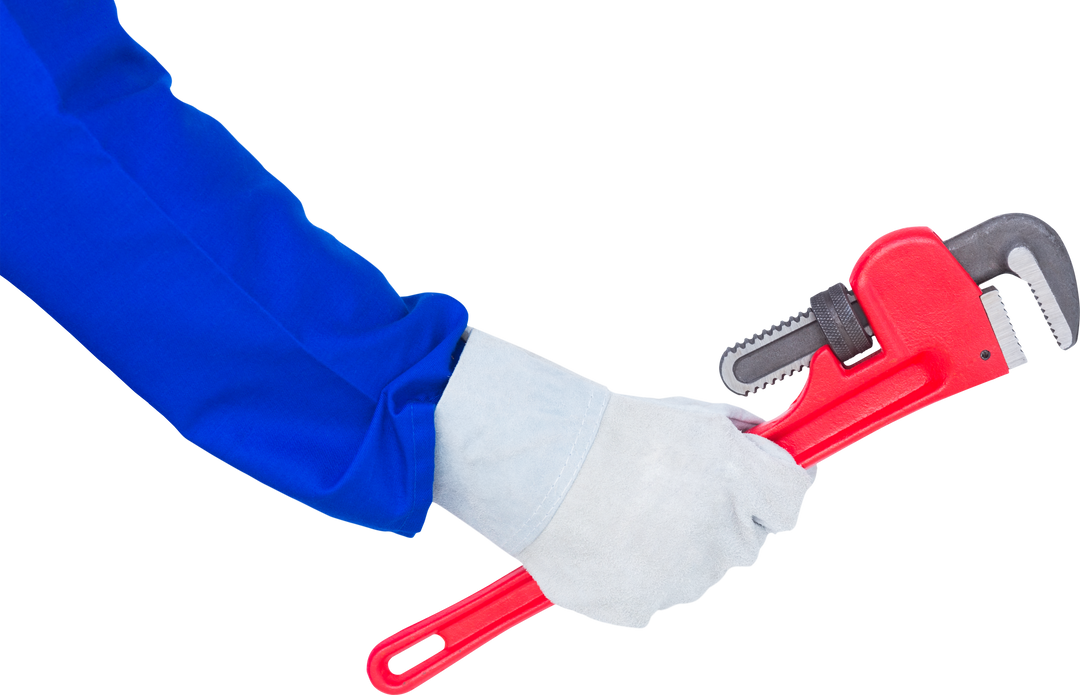 Workman Hand Holding Adjustable Red Pipe Wrench on Transparent Background - Download Free Stock Images Pikwizard.com