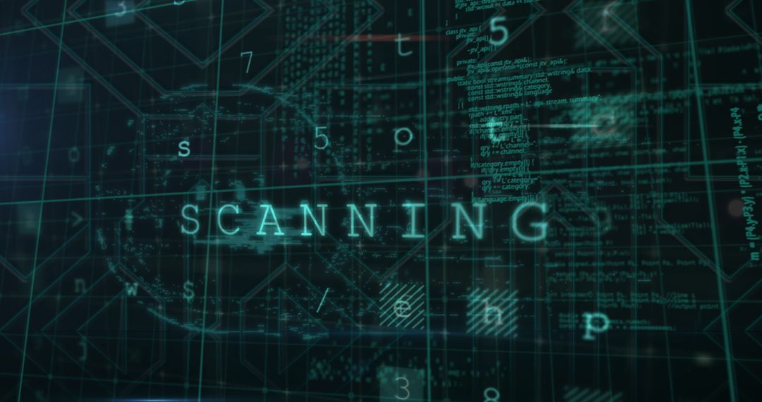 Futuristic Digital Interface with Scanning Data and Numbers