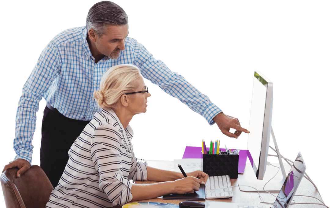 Professional Discussion Engaging Team in Transparent Office Workplace