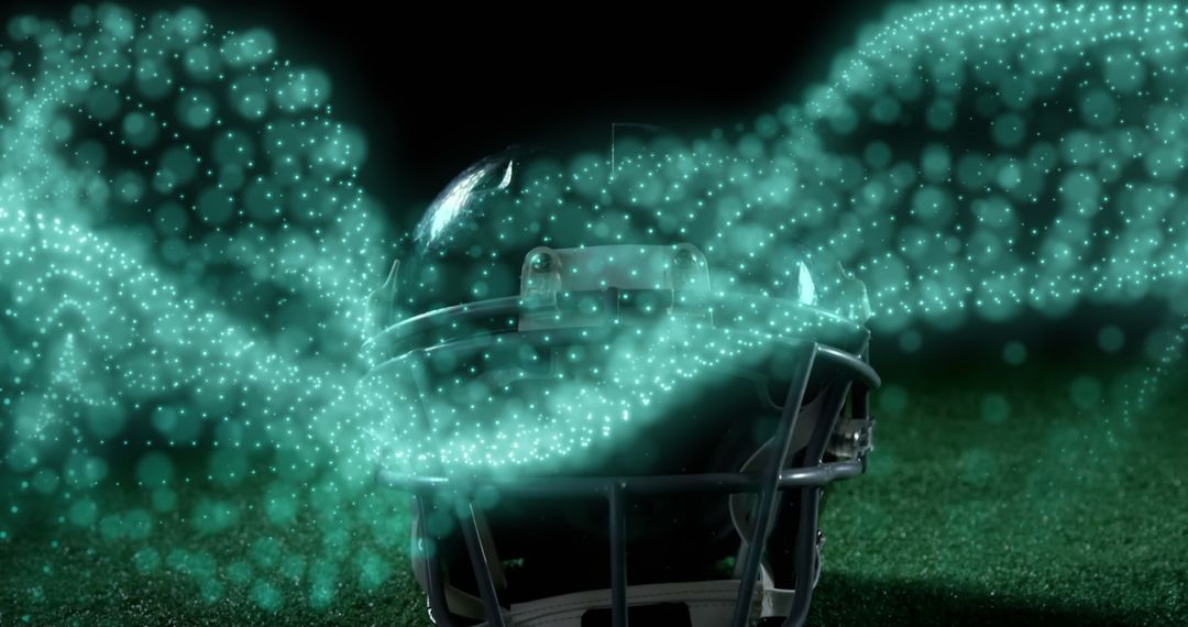 Digital Molecular Waves Around Football Helmet