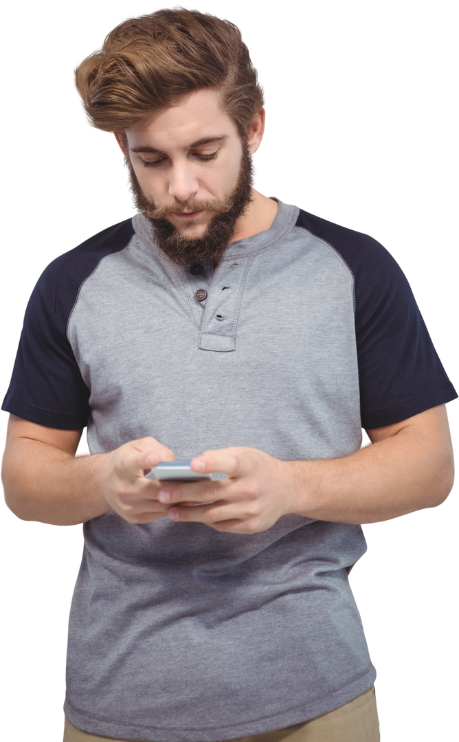 Hipster Man Using Cellphone with Transparent Background Standing - Download Free Stock Images Pikwizard.com