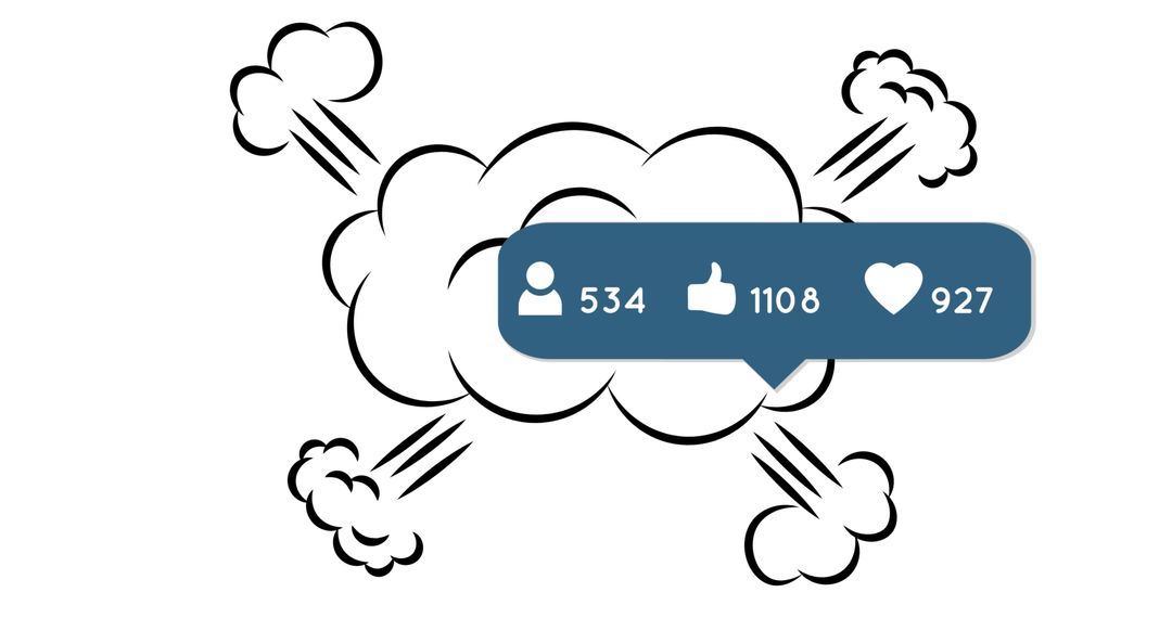 Social Media Engagement Icons with Notification Cloud
