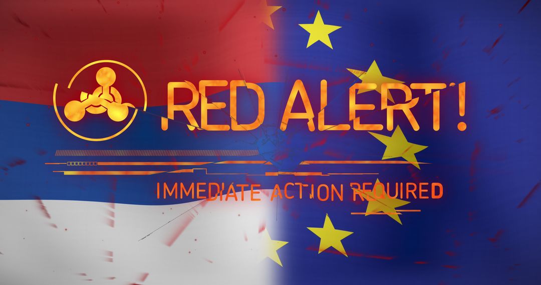 Political Tension With Red Alert and Flag Elements