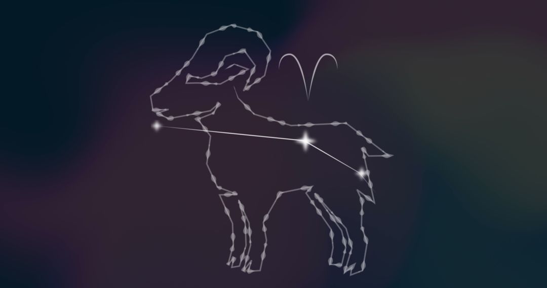 Glowing Aries Zodiac Sign Constellation on Dark Background