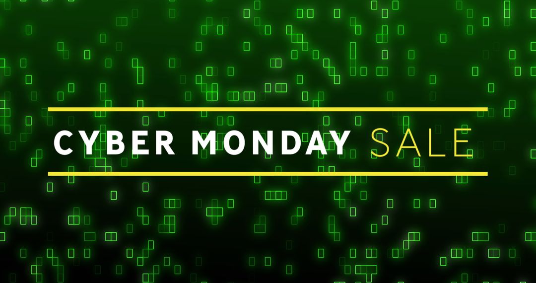 Cyber Monday Sale Banner with Digital Binary Background