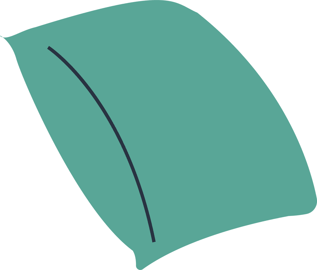 Stylized Botanical Leaf Drawing on Transparent Background