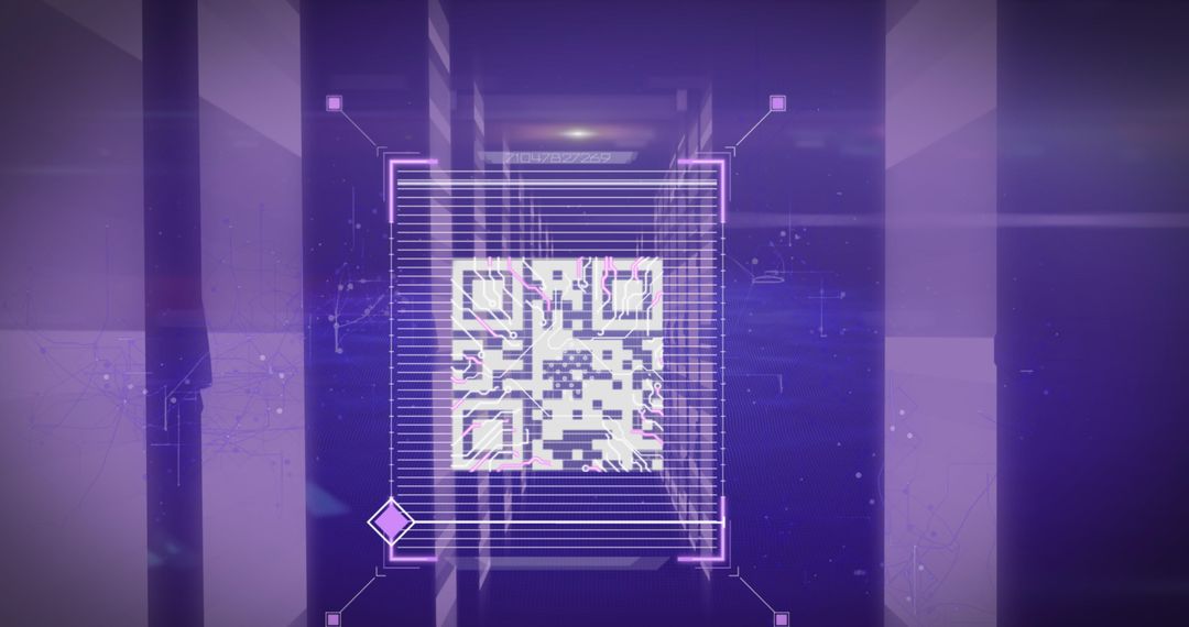 Futuristic QR Code Interface with Digital Hologram