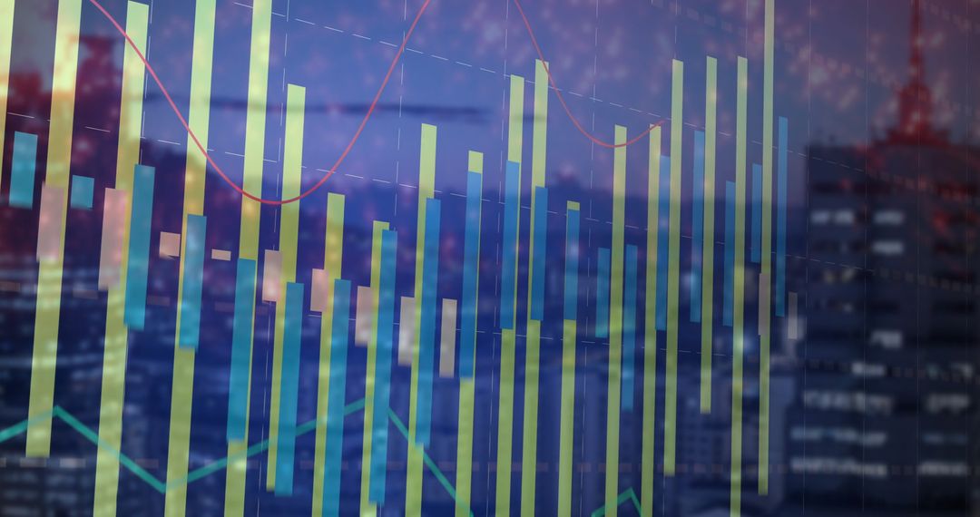 Digital Data Interface with Night City Skyline Background