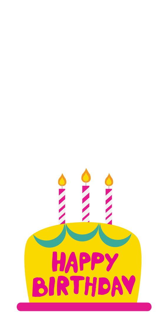 Colorful Birthday Cake with Candles on Transparent Background