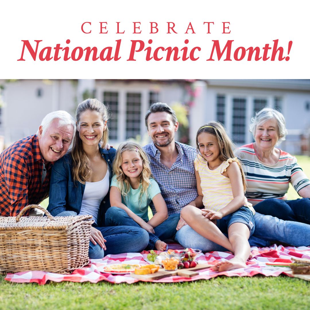 Happy Multigenerational Family Enjoying National Picnic Month in Park - Download Free Stock Templates Pikwizard.com