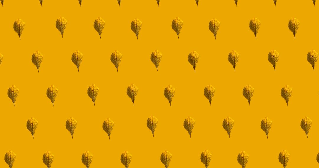 Pattern of Orange Autumn Leaves on Vibrant Background