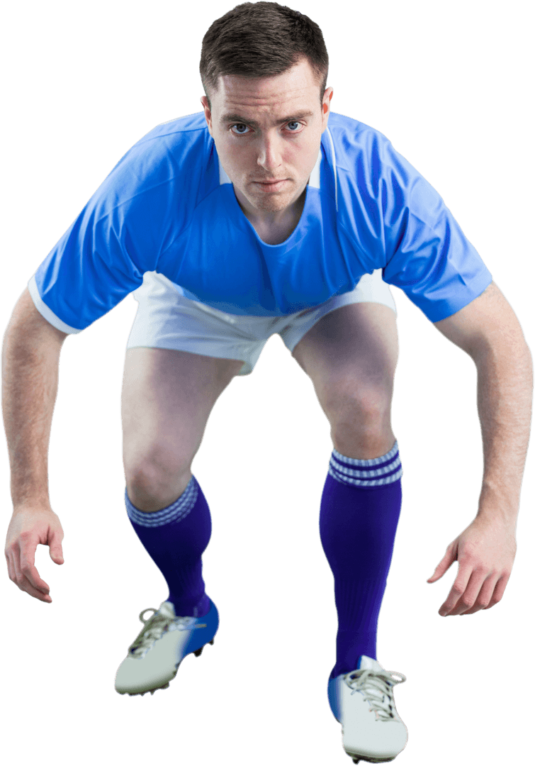 Transparent Portrait of Focused Rugby Player Ready for Action
