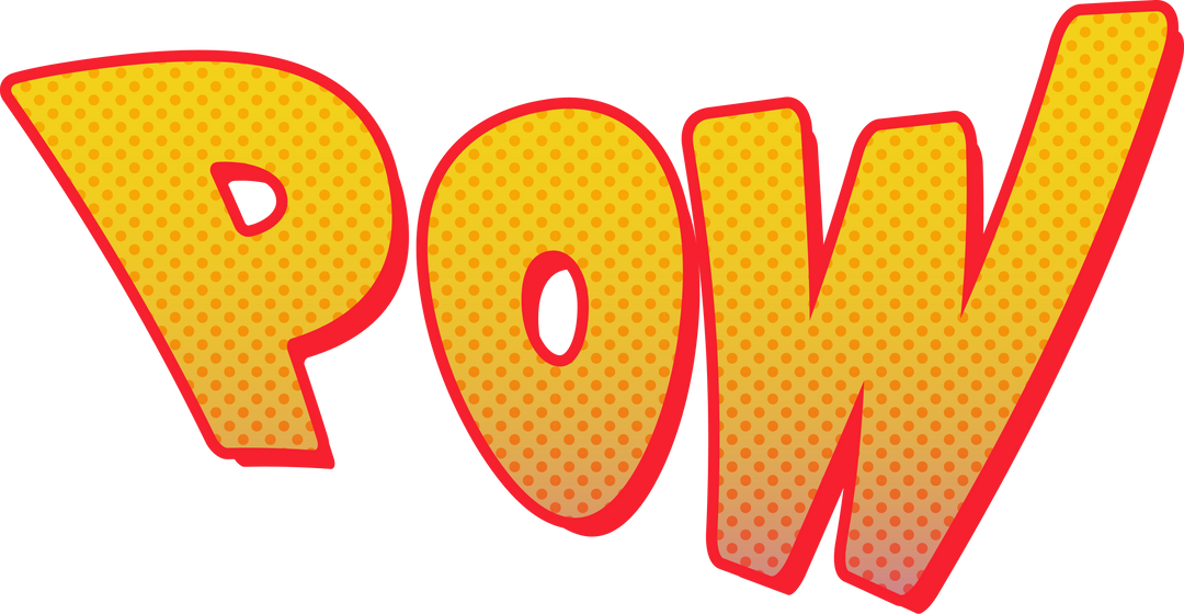 Vintage-Style Transparent POW Text with Red-Yellow Dotted Design - Download Free Stock Images Pikwizard.com