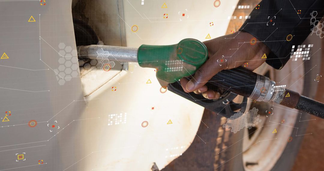 Innovative Fuel Technology Concept Featuring Digital Data Overlay