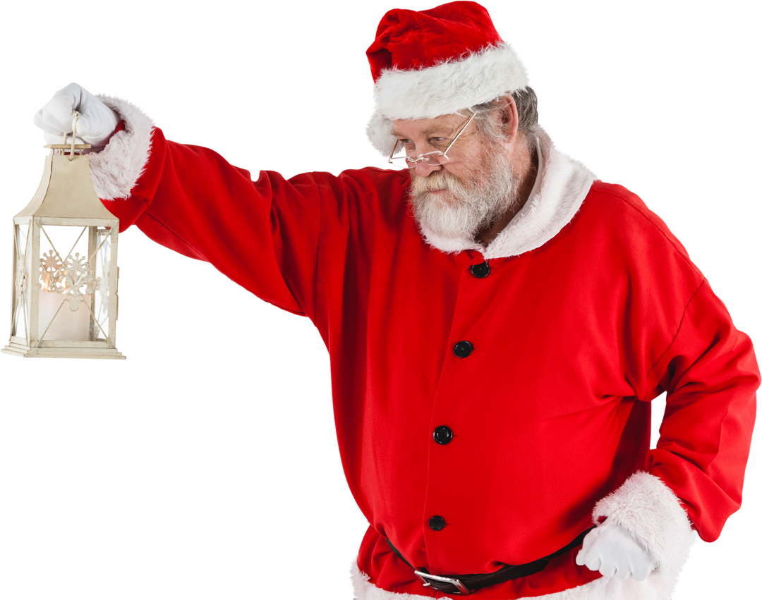 Transparent Santa Claus Holding Lantern with Curious Expression - Download Free Stock Images Pikwizard.com